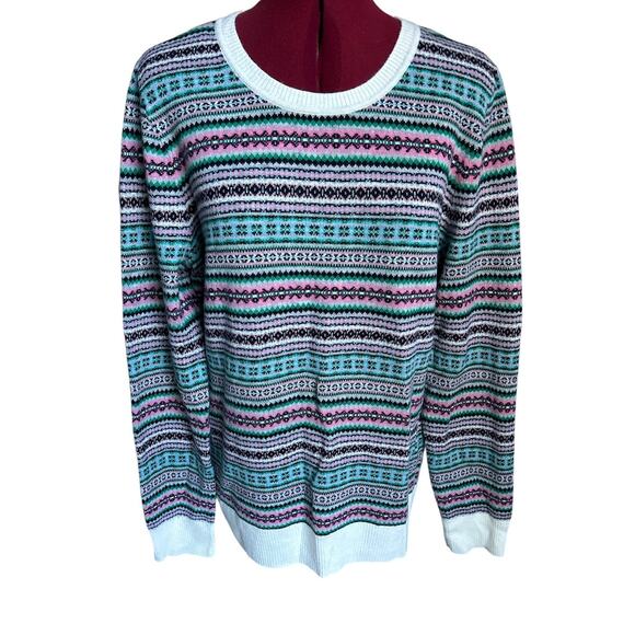 Talbots Women’s Size Large Lambs Wool Blend Fair Aisle Sweater - Picture 1 of 7